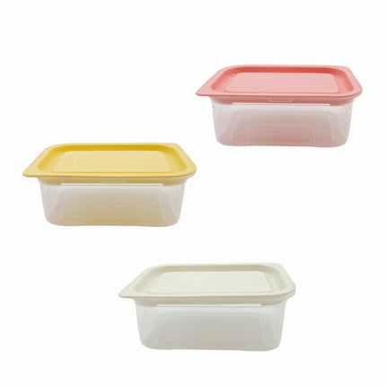 Kaizen Mat Ban Rectangular Food Storage Container Set - 400 mL (13.5 oz) x 3 Pack - BPA Free - Microwave Safe - Made in Korea