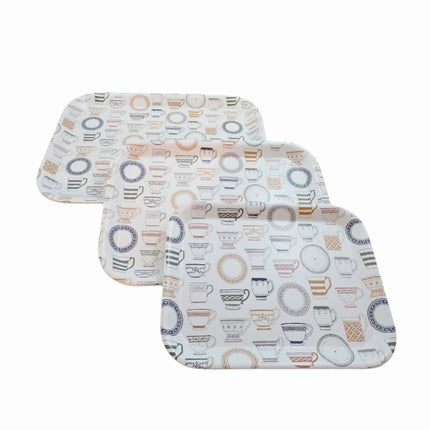 "Tea & Coffee Time" Food/Drink Serving Trays - Made in Korea (3 Sizes)