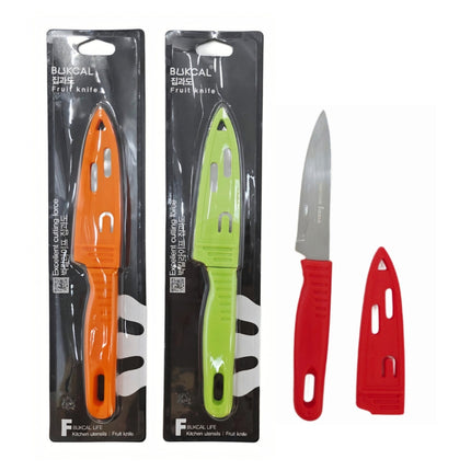 Bukcal Life Fruit Knife with Protective Cover (3 Colors) - 420J2 Stainless Steel Paring Knife
