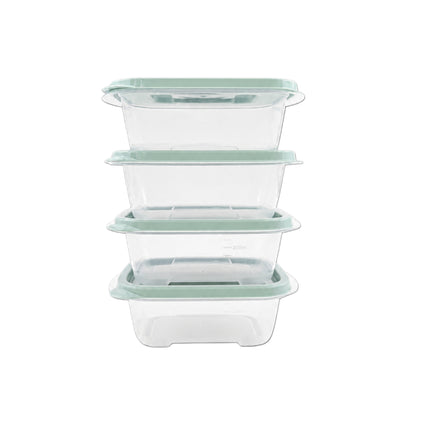 NEO Easy Cap Rectangular Food Storage Container Set - 270 mL (9.1 oz) x 4 Pack - BPA Free - Microwave-Safe - Made in Korea