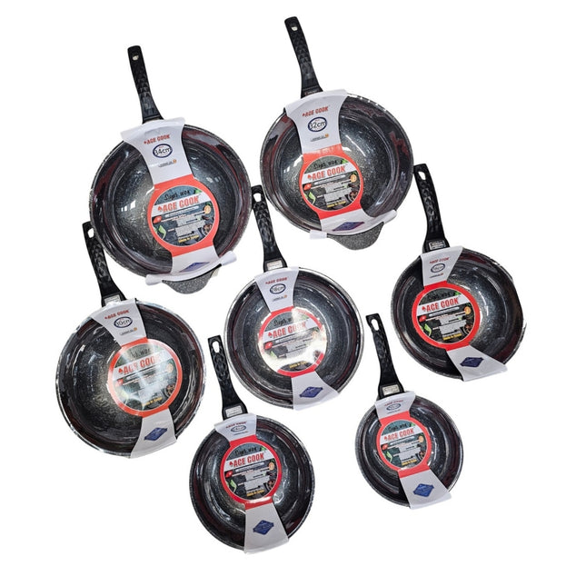 Ace Cook “Supr” 5-Layer Nano Marble Nonstick Wok Pans (7 Sizes) – Made in Korea