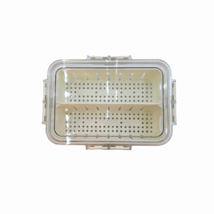 Small Snap-Lock Produce Storage Container w/ Dual Removable Strainers & Clear Lid