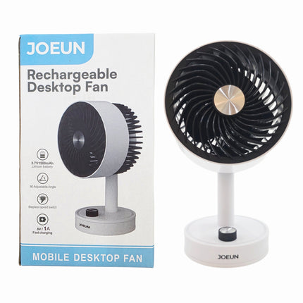 JOEUN Rechargeable Desktop Fan (2 Colors: Green / White) – 90° Adjustable Tilt – Portable USB Cooling Fan