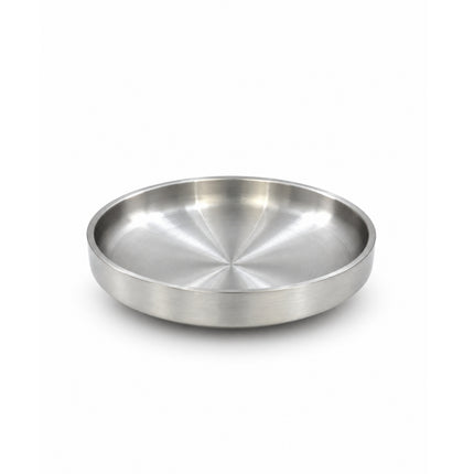 Double-Walled Brushed Stainless Steel Korean Banchan & Kimchi Side Dish / Sauce Dish Plate – 4 Sizes