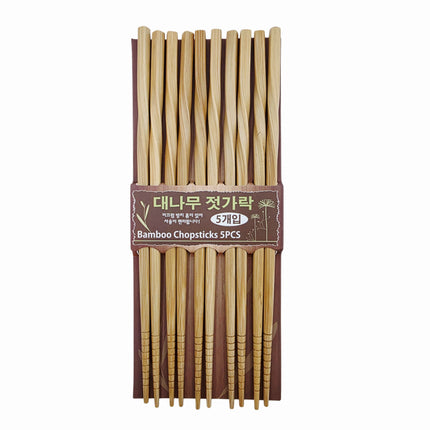DASOM Bamboo Chopsticks (5 Pairs) - Twisted Handle Design