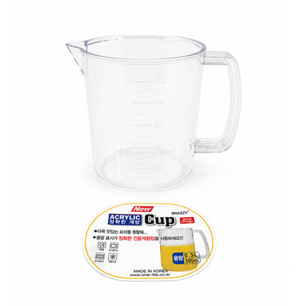 Snazzy Compact Acrylic Measuring Cup – Clear Measuring Pitcher, Microwave & Dishwasher Safe (2 Sizes) - Made in Korea