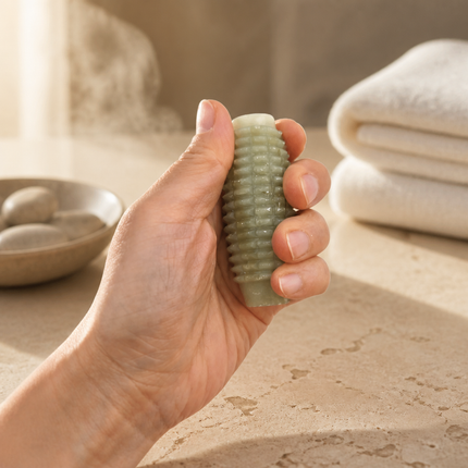 Portable Jade Hand Massager Roller - 3" Acupressure Massage Tool