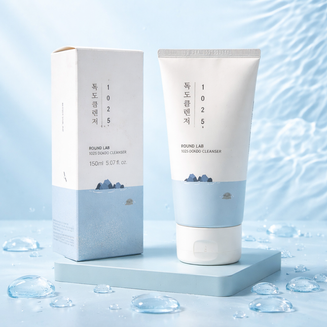 ROUND LAB 1025 Dokdo Cleanser – Gentle Low-pH Foaming Face Wash with Deep Sea Water & Hyaluronic Acid (150ml / 5.07 fl oz) - Made in Korea