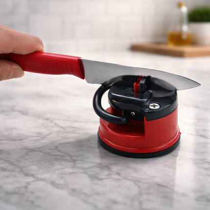 Bukcal Life Suction Base Knife Sharpener with Tungsten Carbide Blade - One-Handed Manual Knife Sharpening Tool - Strong Locking Suction Base