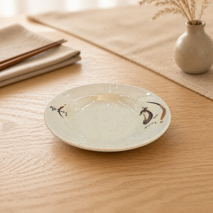 Traditional Eggplant Motif Deep Round Melamine Plate - 7" - Made in Taiwan