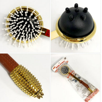 Golden Punching Massage Stick - Metallic Gold Korean Dual-Head Body Massager - Acupressure Roller & Tapping Massage Tool - Made in Korea