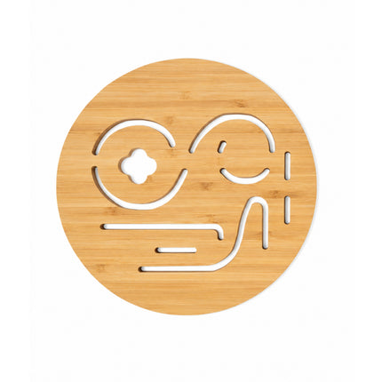 Home Art Bamboo Round Trivet with Decorative Cutout Design – 6.5" Diameter Hot Pot Stand