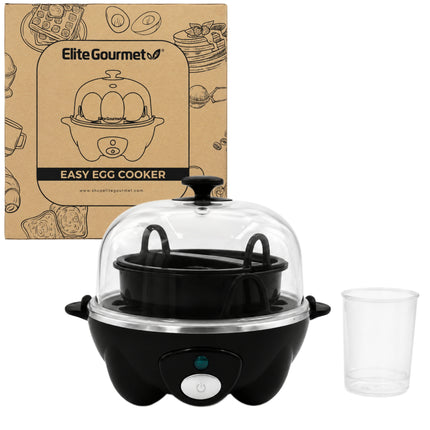 Elite Gourmet Automatic Easy Egg Cooker (7 Egg Capacity) – Electric Egg Boiler, Poacher & Omelet Maker