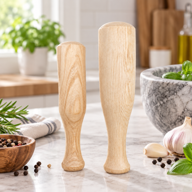 Heavy-Duty Wooden Pestle for Mortar – 2 Sizes – Made in Korea