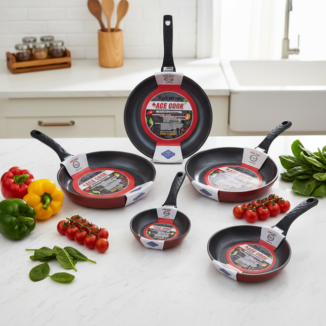 Ace Cook “Supr” 5-Layer Nano Marble Nonstick Frying Pans (6 Sizes) – Made in Korea