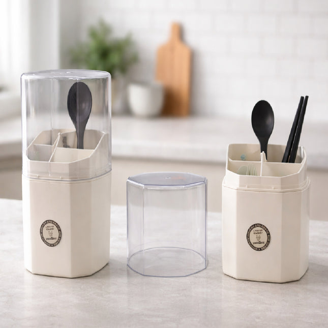 Sonaki Mate Covered Standing Utensil Holder Organizer - 4 Compartments - 2 Sizes - Made in Korea