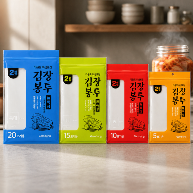 Gamdong "Gimjang" Kimchi Making & Storage Bags – 2 Bags per Pack, 4 Available Sizes – Made in Korea