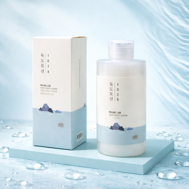 ROUND LAB 1025 Dokdo Lotion – Lightweight Deep Hydration Moisturizer with Triple Hyaluronic Acid (200ml / 6.76 fl oz) - Made in Korea