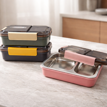 Stainless Steel Bento Lunch Box (3 Colors) – 2-Compartment – 750ml Leak-Lock Container