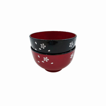 Japanese Melamine Soup Bowl – Sakura Cherry Blossom Design (2 Colors: Black or Red) - Made in Japan