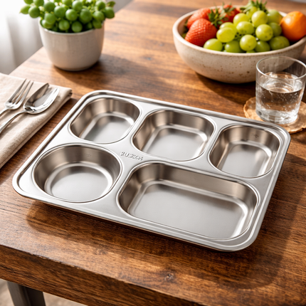 Stainless Steel Food Tray (5-partition)