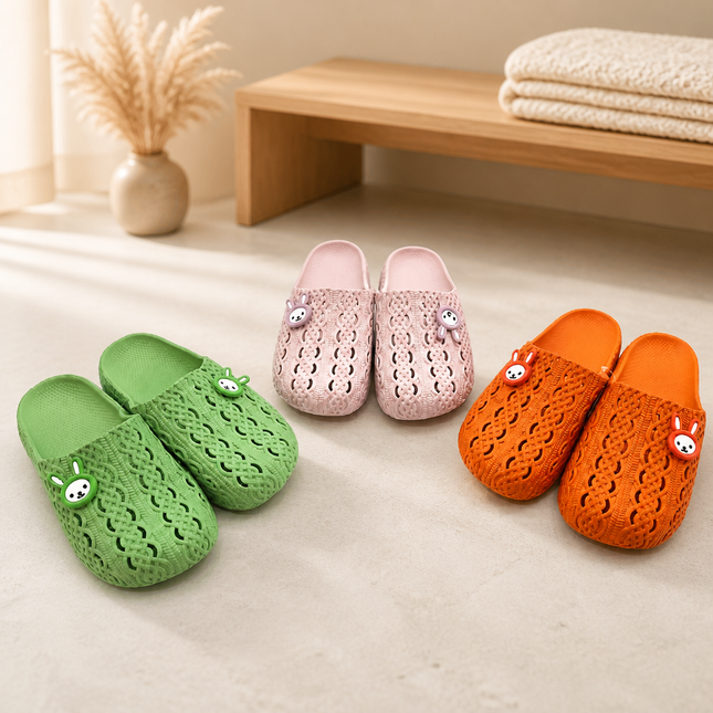 Home Art Bunny Marine Slippers – Durable Breathable PVC Indoor & Outdoor Slides (3 Colors)