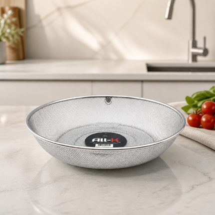 ALL-K Premium Stainless Steel Fine Mesh Drying Tray & Colander Basket (Chaeban) – 2 Sizes (15.75" or 17.75") – Made in Korea