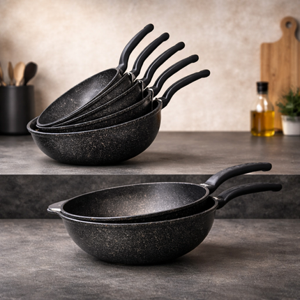 Ace Cook “Supr” 5-Layer Nano Marble Nonstick Wok Pan (7 Sizes) – Made in Korea
