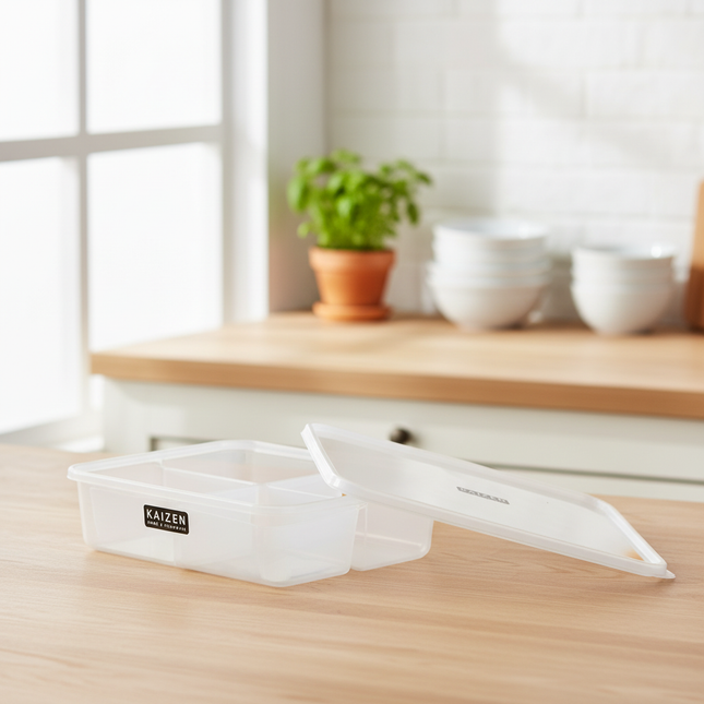 4-Section Clear Storage Container with Vented Lid – Food & Small Parts Organizer (8.25″ x 6″)