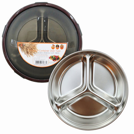 KOCO Fresh Container 3-Compartment Stainless Steel Food Container with Locking Lid - 7.5"