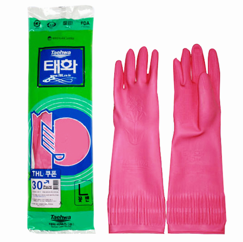 Taehwa "Large" Rubber Latex Dishwashing Gloves - Made in Korea