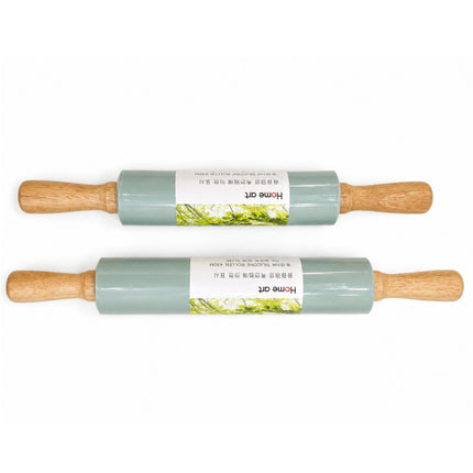 Home Art Silicone Rolling Pin with Wooden Handles – 2 Sizes