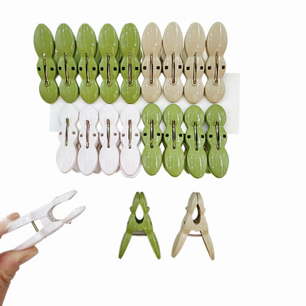 20-Piece Plastic Clothespin Set (2.2" Long) - Assorted Neutral Colors - Laundry Clips