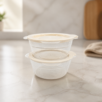 Kaizen Mat Gook Round Food Storage Container Set - 650 mL (22 oz) x 2 Pack - BPA Free - Microwave Safe - Made in Korea