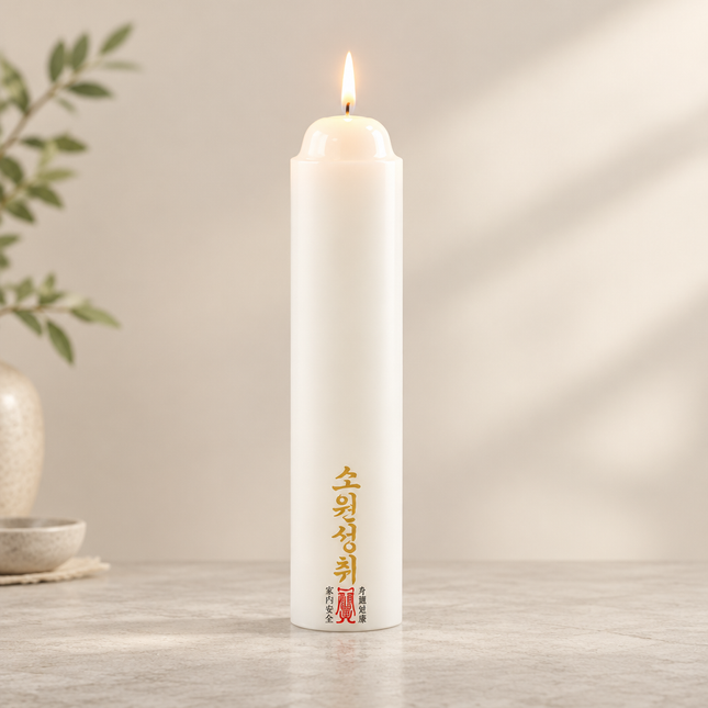 Large White Pillar Candle - "Wish Fulfillment" Ceremonial Candle