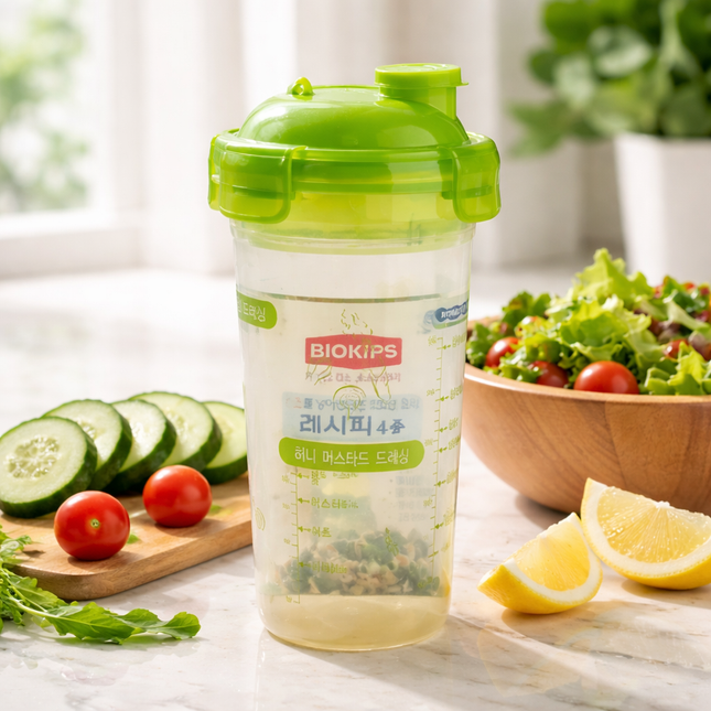 Komax Biokips Dressing Shaker Bottle - 500 ml / 16.9 fl oz - Leakproof 4-Lock Lid - Made in Korea