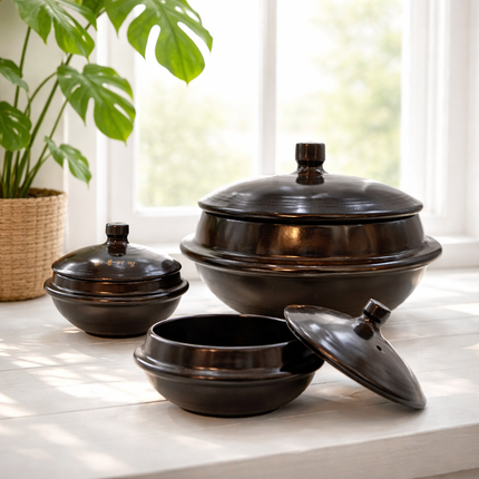 Hwangto Gamasot Heat-Resistant Earthenware Pot (3 Sizes) – Made in Korea - Traditional Clay Cauldron-Style Pot for Deep Flavor & Gentle Heat Retention