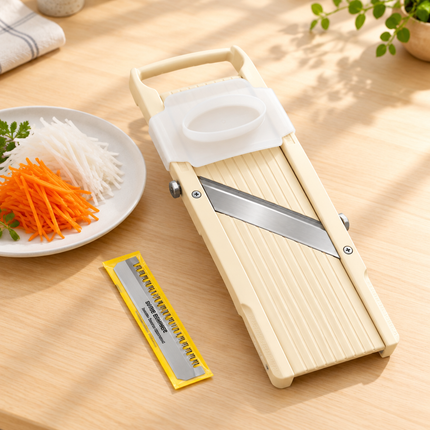 Benriner “Super Benriner Standard” Japanese Mandoline Slicer with Adjustable Thickness, 3 Julienne Blades & Finger Guard – Made in Japan