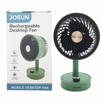 JOEUN Rechargeable Desktop Fan (2 Colors: Green / White) – 90° Adjustable Tilt – Portable USB Cooling Fan