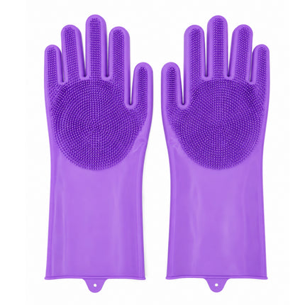 Silicone Scrubbing & Cleaning Gloves with Built-In Bristles - 5 Color Options