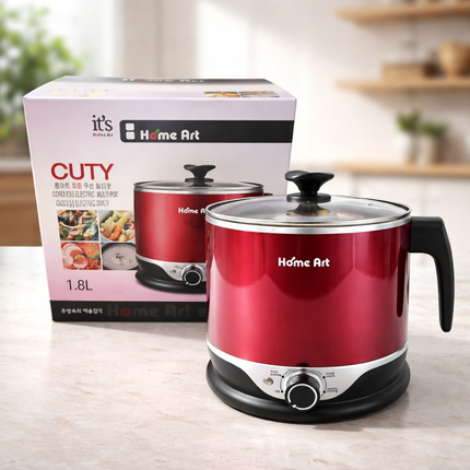 Home Art CUTY Double-Wall Stainless Steel 304 Electric Ramen Cooker (1.8L) – Korean Electric Hot Pot - Multi-Pot
