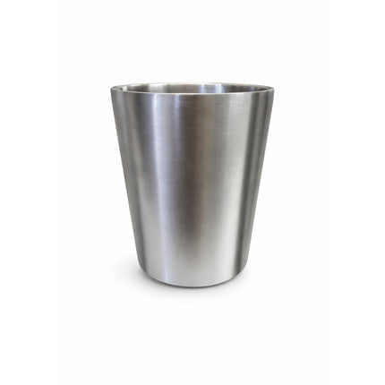 Koco Double-Walled Stainless Steel Water Cup - Large 3.25 x 4 in (8.3 x 10.2 cm) - Brushed Stainless Steel
