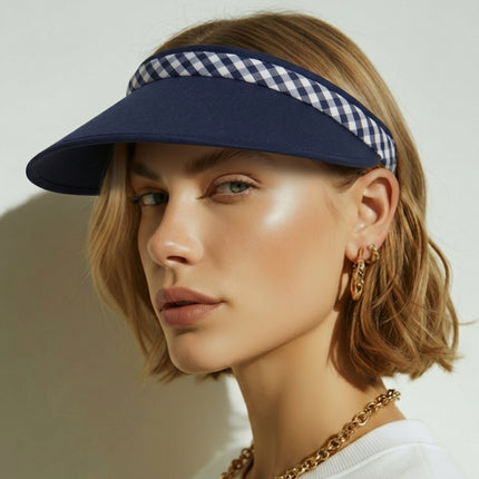 Plaid Sun Cap Visor – Wide Brim Sun Visor, Soft Padded Headband, Adjustable Stretch Fit (3 Colors)