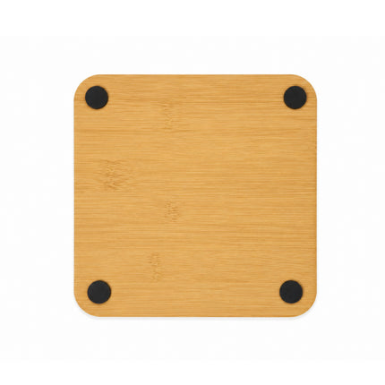 Square Bamboo Trivet with Woven Metal Center & Non-Slip Feet – 6.7" x 6.7" (17 x 17 cm) - Hot Pot Mat