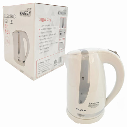 Kaizen 1.7L Electric Plastic Kettle with LED – Cordless Electric Kettle with 360° Rotating Power Base