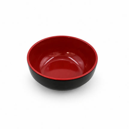 Japanese Style Low-Profile Red & Black Melamine Side Dish Bowl - 4.75 in