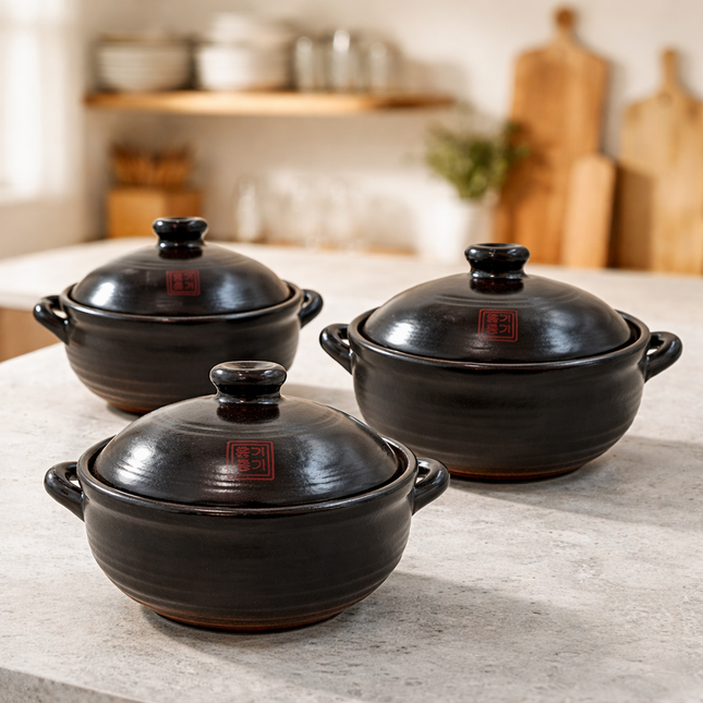 OnggiJonggi Earthenware Clay Pot (3 Sizes: 700ml / 1100ml / 1400ml) – Traditional Korean Onggi – Made in Korea