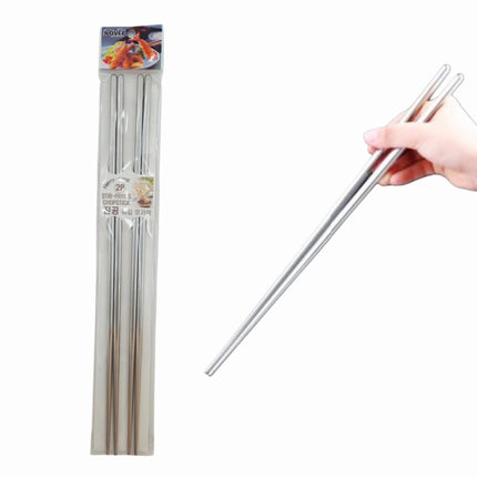 Extra-Long Hollow-Core Stainless Steel Stir-Frying Chopsticks (2-Pair Set, 13 inches long)
