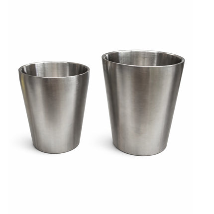 Double Walled Stainless Steel Cups (2 Sizes) - Brushed Stainless Steel Insulated Cups