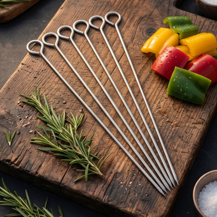 KAIZEN Stainless Steel BBQ Skewers – 11.75" (29.8 cm) – 6-Piece Set